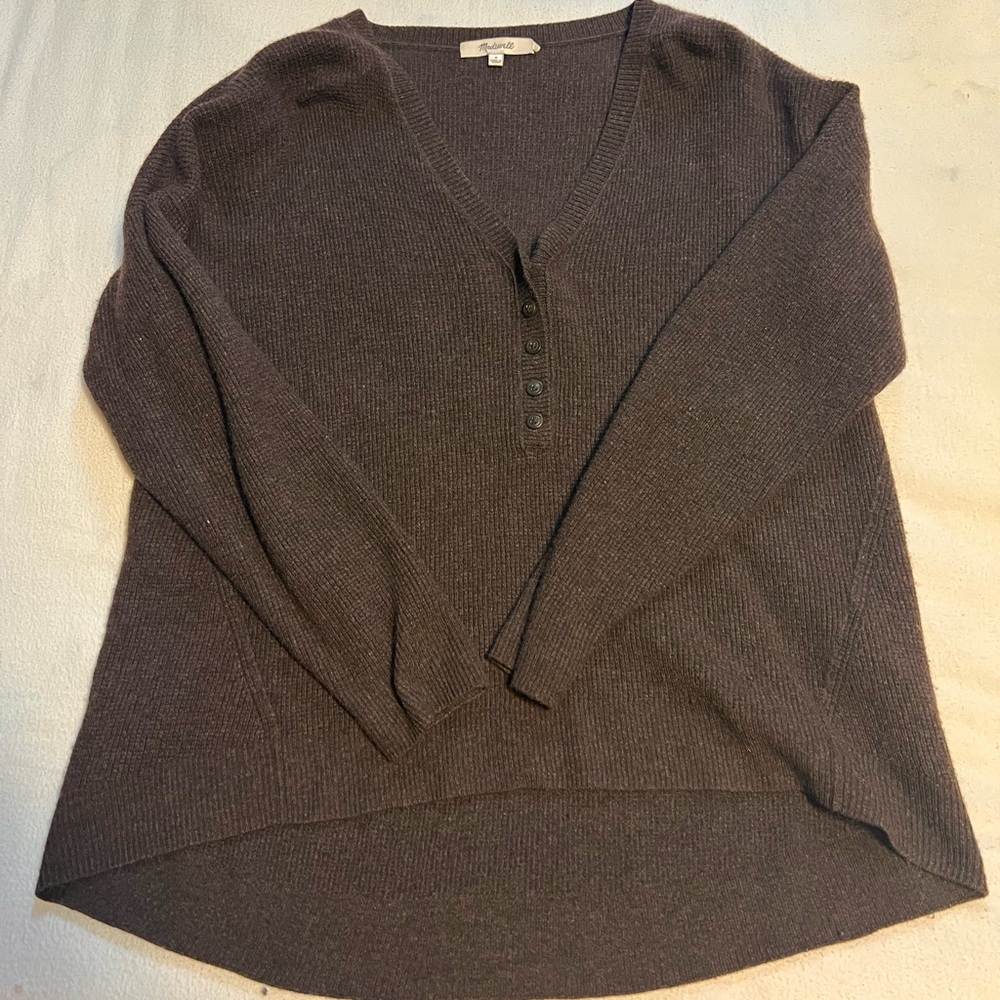 Brown button up v neck Madewell sweater